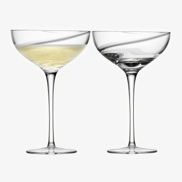 Malika Grand Champagne Saucer Clear Swirl, Set of 2